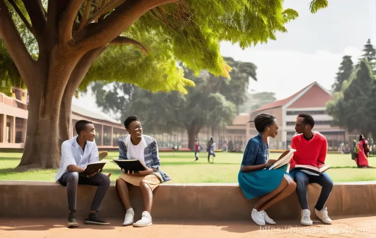 르완다에서의 고등 교육 - **Prompt:** A vibrant, futuristic university laboratory in Rwanda, bustling with diverse students fr...