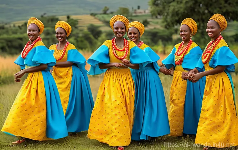 르완다 민속 춤의 주요 춤 동작 분석 - **Prompt 1: The Valiant Intore Dance**
    "A group of strong Rwandan male dancers perform the energ...