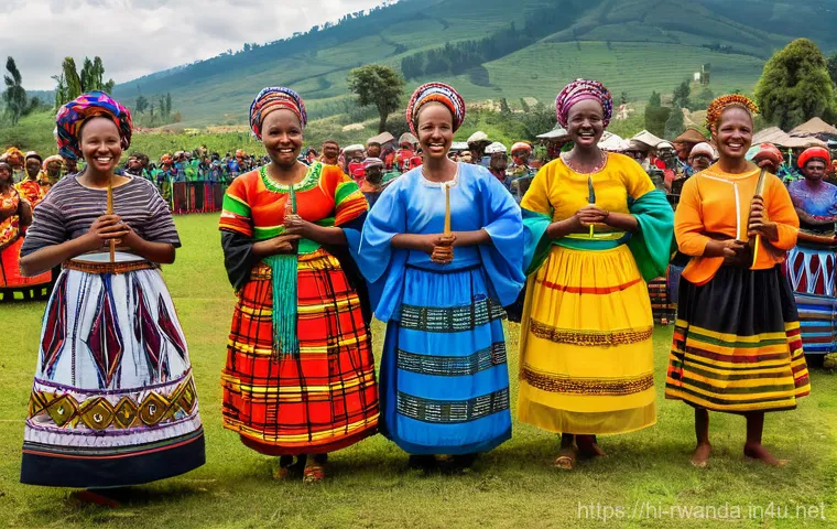 르완다 민속 춤의 주요 춤 동작 분석 - **Prompt 2: The Graceful Umushayayo Dance**
    "A group of elegant Rwandan women perform the gracef...