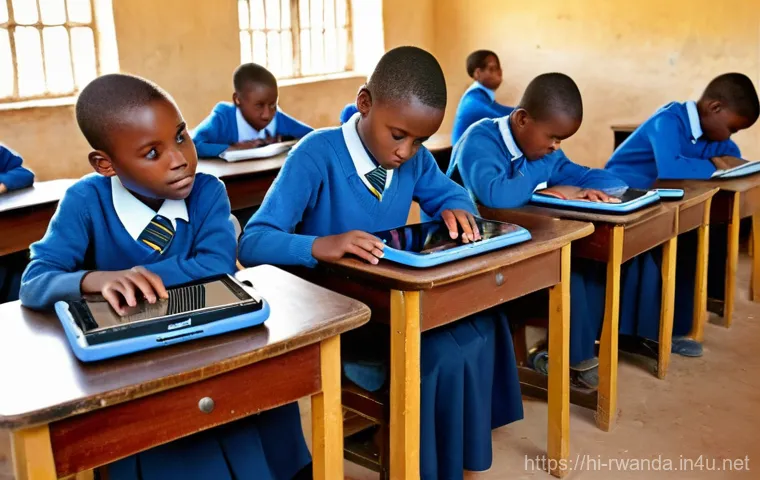 르완다에서의 초등 교육 수준 - **Prompt: Overcrowded Rwandan Primary Classroom with Engaged but Challenged Students.**
    A bustli...