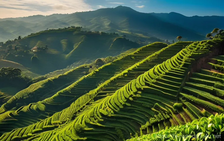 르완다 커피의 맛과 특징 - **Prompt 1: The Soul of Rwandan Coffee Terroir**
"A stunning aerial view of the 'Land of a Thous...