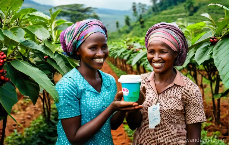 르완다 커피의 맛과 특징 - **Prompt 2: Dedicated Hands at a Rwandan Coffee Washing Station**
    "A vibrant and bustling scene ...