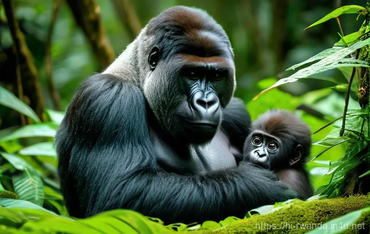 르완다산 고릴라 트레킹 - **Prompt 1: "Adventurous Trekkers in the Rwandan Rainforest"**
    A group of diverse adult trekkers...