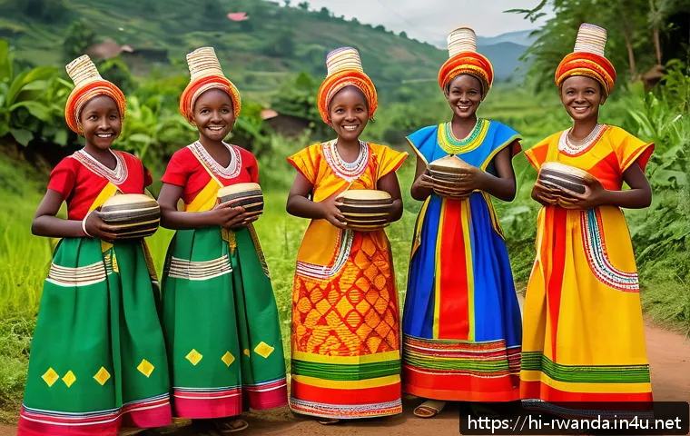 르완다의 주요 종교 축제 - A vibrant Rwandan village scene during a religious festival, showcasing a community united in celebr...