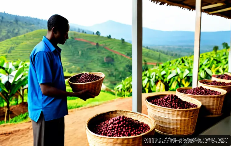 르완다 비즈니스 기회 - Photorealistic business opportunity scene in Rwanda: confident Indian entrepreneur and Rwandan agrib...